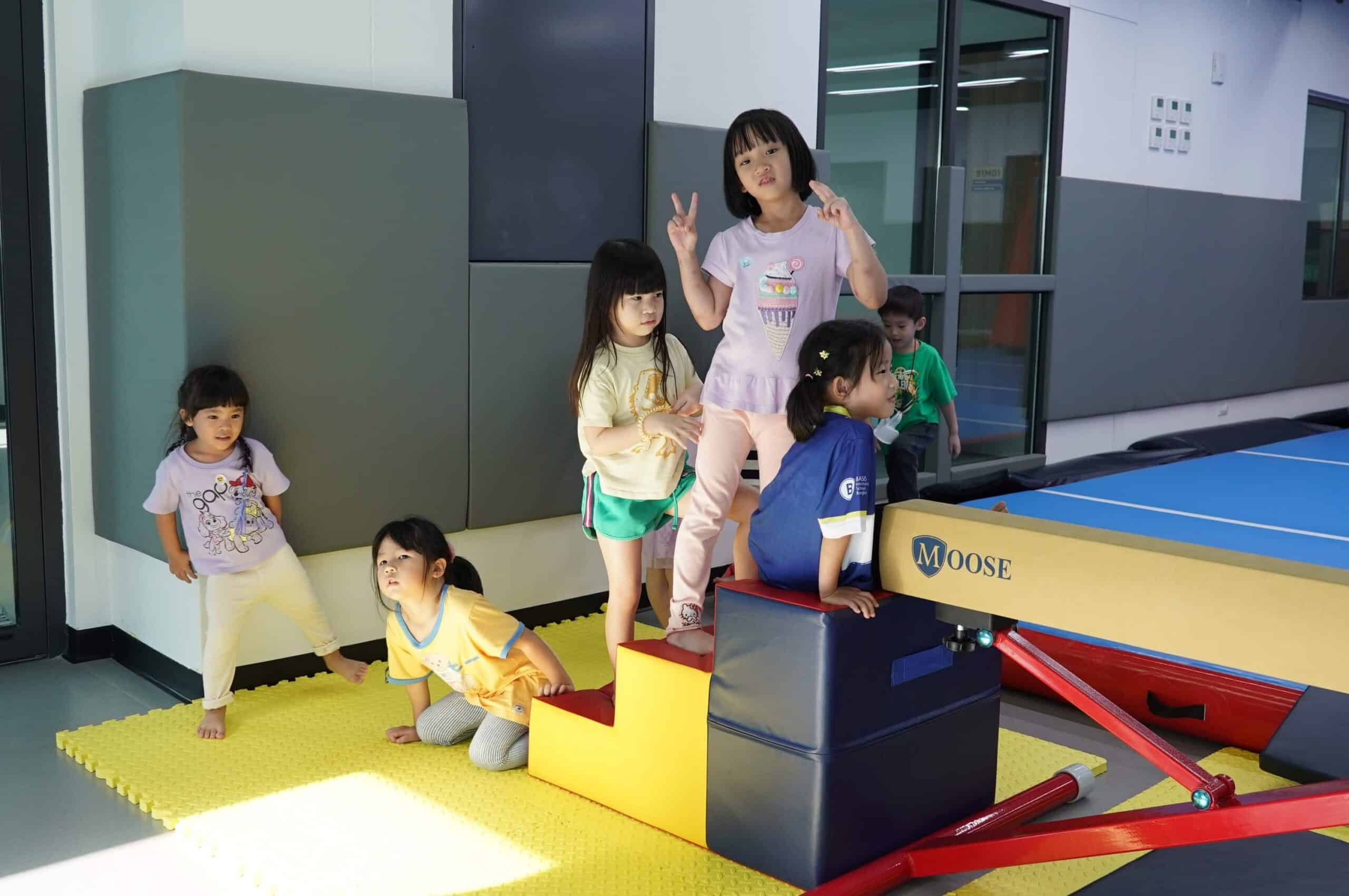 Young BASIS International School Bangkok students in the gymnastics room