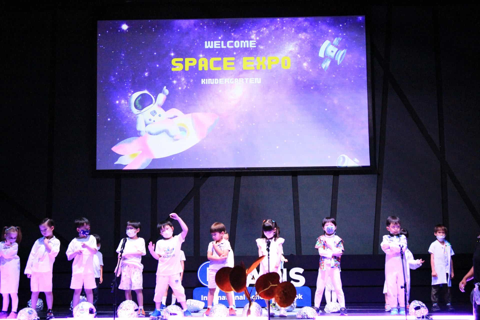 Nursery students on stage in our international preschool in Bangkok