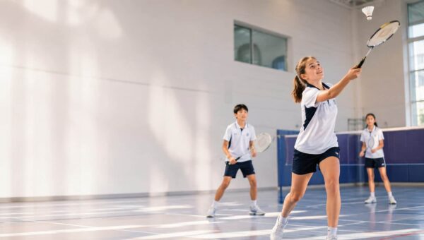BASIS International School Bangkok students playing badminton in the indoor sports complex