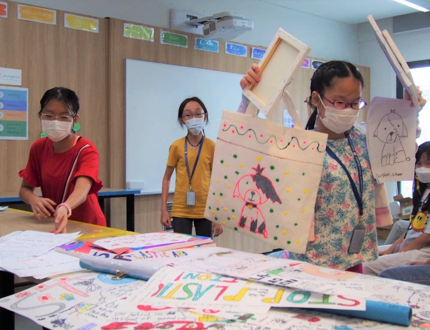 Young BASIS International School Bangkok students making art in class